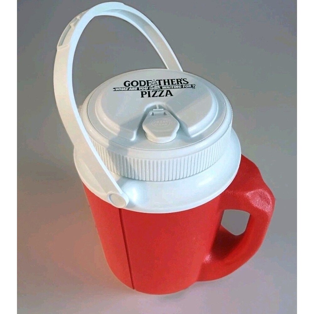 Vintage Godfather's Pizza Logo 1/2gal Red Water Cooler Jug 10" Gott Model 1522